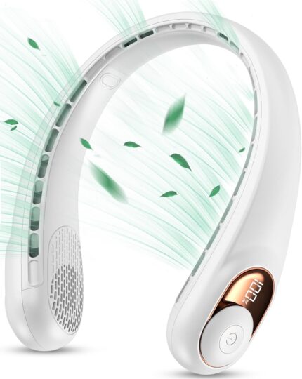 Hanging Neck Fan Portable Bladeless Mini USB Rechargeable Mute LED Digital Display Electric Fan Summer Air Cooler 